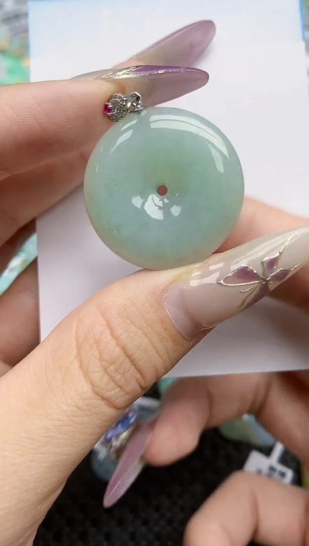 翡翠挂件银S925镶嵌336   天然翡翠A货