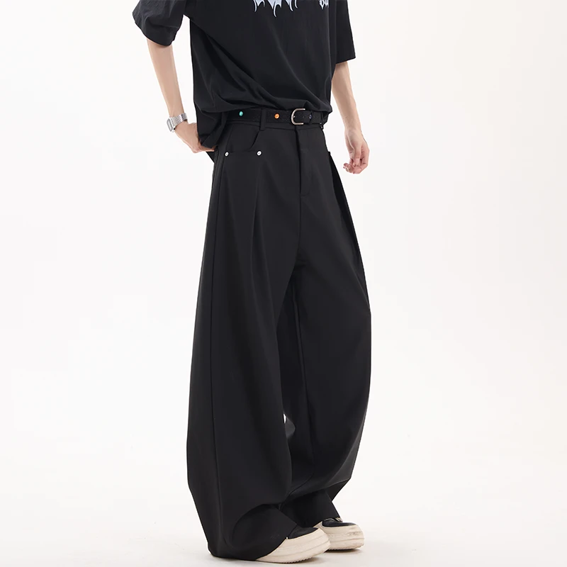 cleanfit垂感灰色西裤男2025春季新款高级感痞帅宽松弯刀休闲裤子