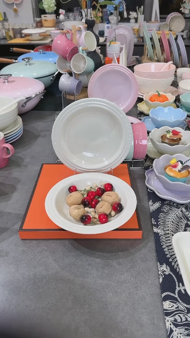 【闪购商品】瓷【2个装】奶油白草帽盘-20cm