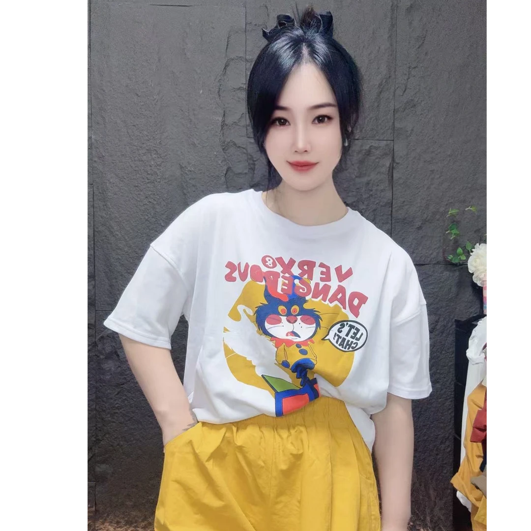 72470前后大字母猫猫宽松短袖