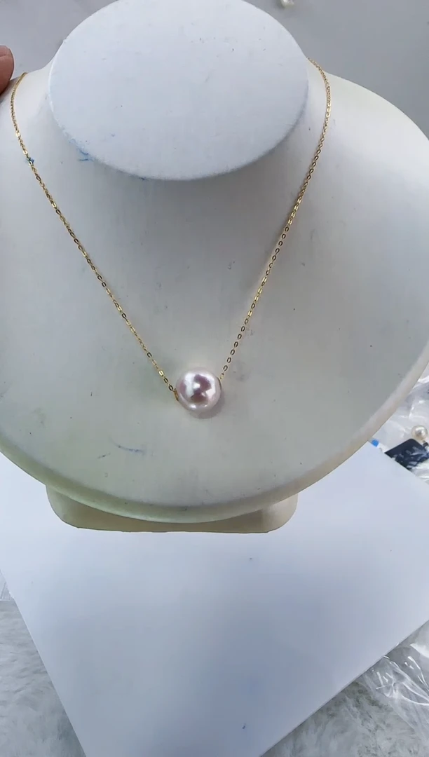 18K金镶嵌淡水珍珠DA曼塔珍珠路路通11-12 b299