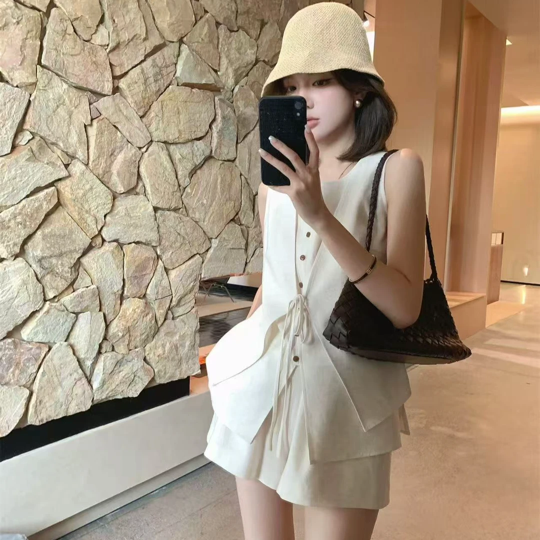 泰兰德巷尾夏季老钱风 气质时尚上衣短裤两件套套装女