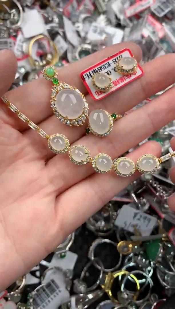 银S925镶嵌戒指翡翠444       4