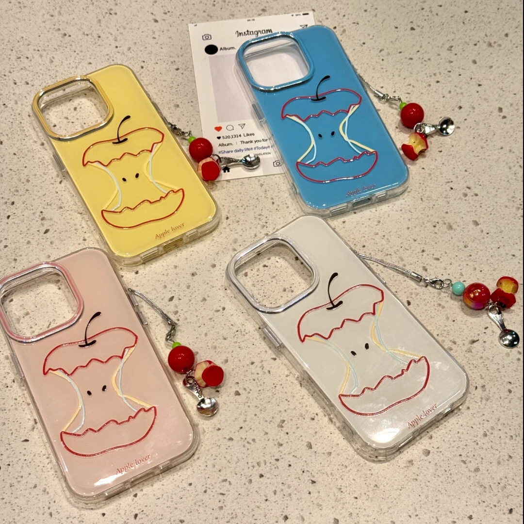线条苹果核苹果适用16手机壳13保护套手机壳15/14透明12软11卡通