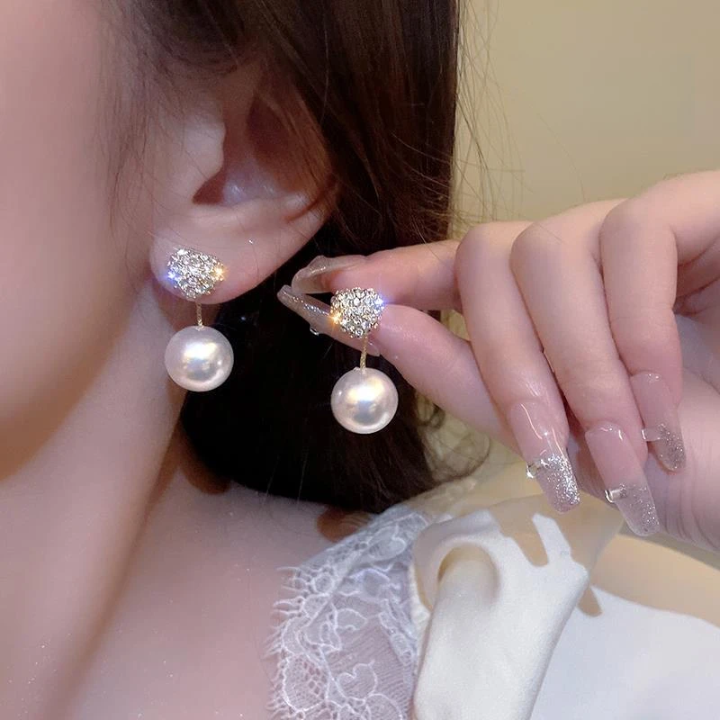 OLOIU 合金仿珍珠耳饰 一款两戴珍珠镶钻爱心耳环小众高级感耳钉