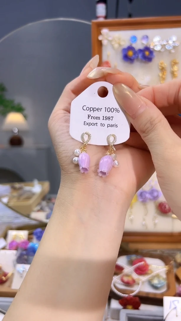 铜合金树脂925银带珠蝴蝶结风铃