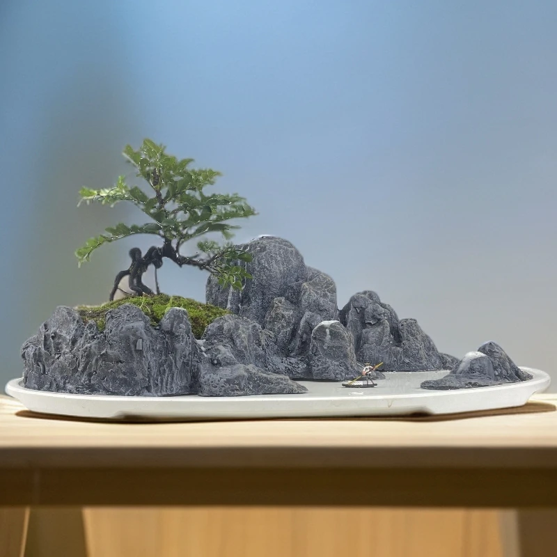 新中式风格(千里江山)假山造景盆景