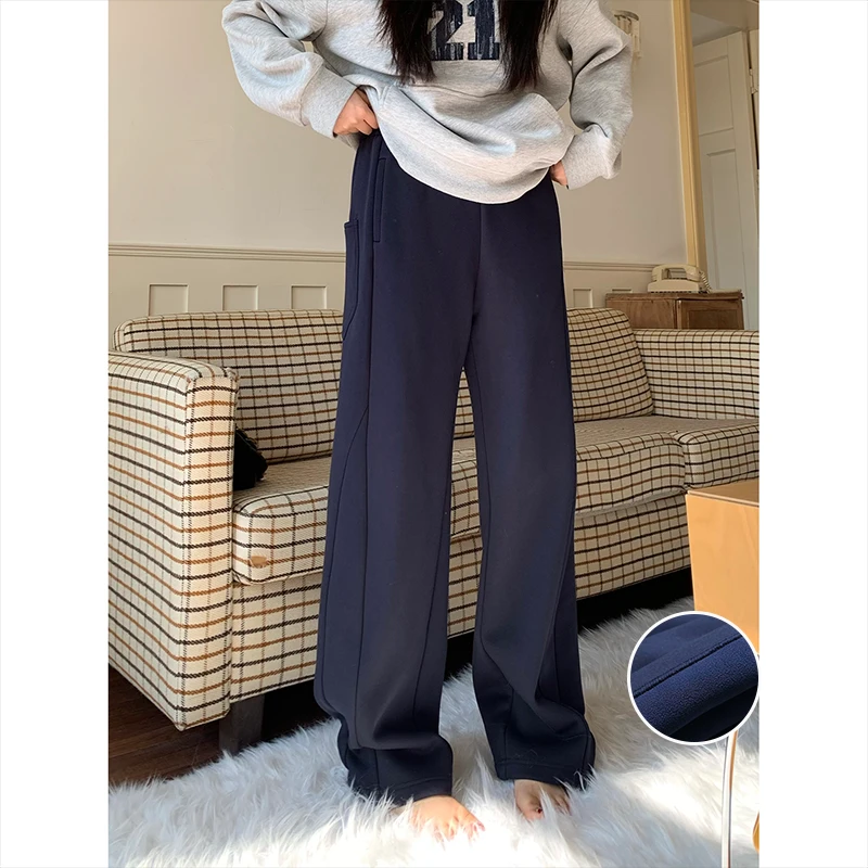 裂渡宣宣【极简出行】高腰分割加绒卫裤女冬百搭显瘦休闲裤ZY511A57