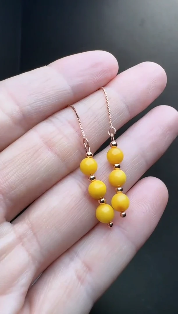 【闪购商品】蜜蜡裸石未镶嵌耳线-发一对