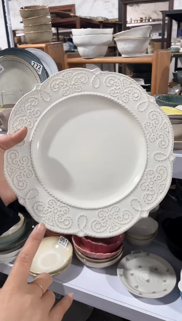 【闪购商品】碗微瑕（1件套）白色蕾丝大盘