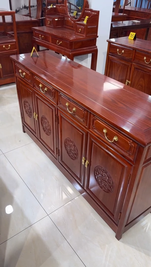 花梨木类柜类家具刺猬紫檀餐边柜148*40*80四门四抽祥云款