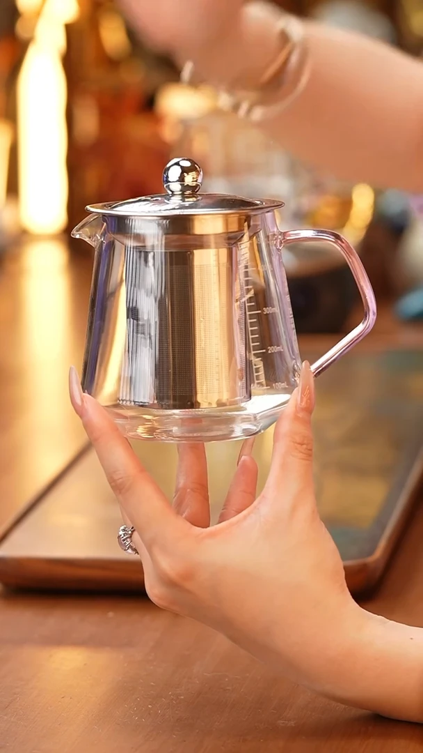 暗香疏影/雅韵刻度量杯/浅粉+不锈钢茶仓