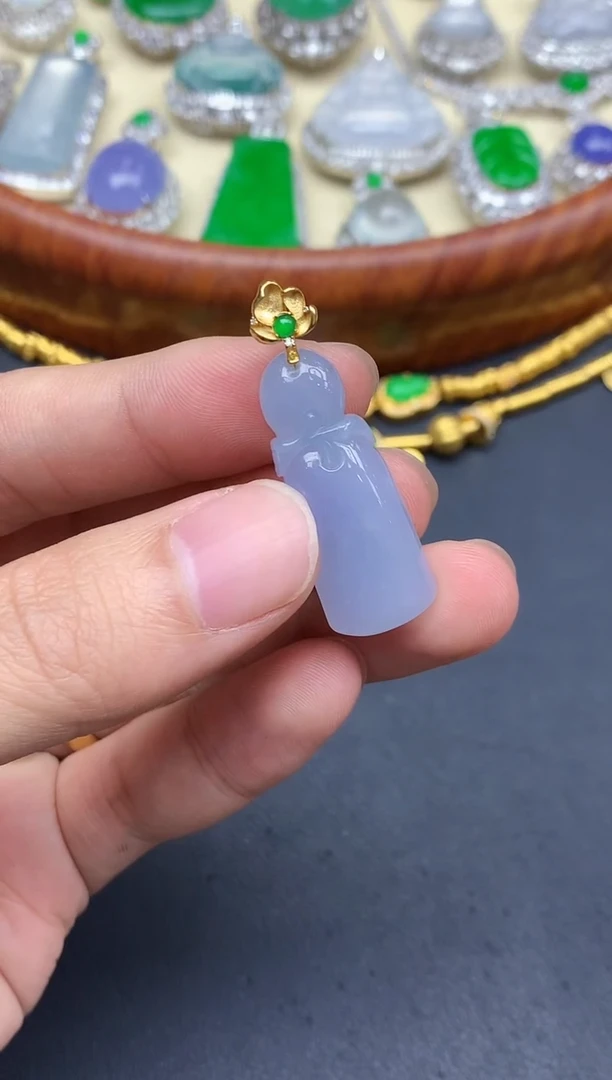颈饰18K金镶嵌翡翠348-中国好珍宝