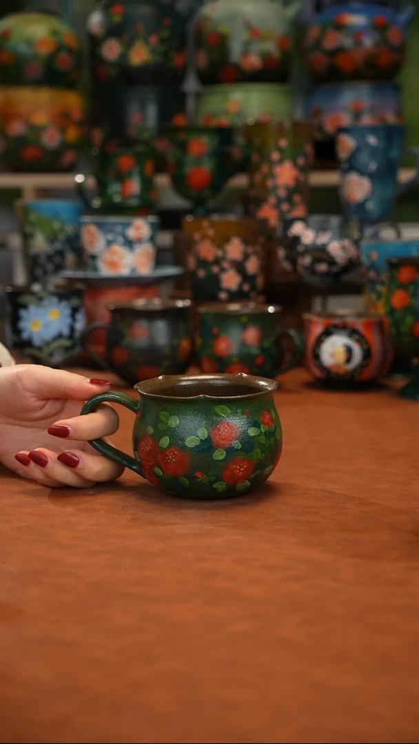 紫砂油画釉下彩手绘