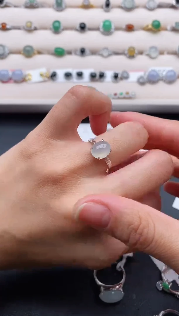 银S925镶嵌戒指翡翠6666666+4