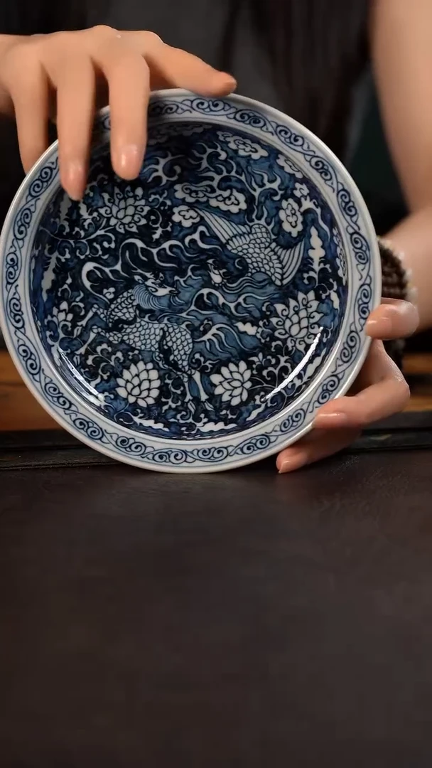 活动价赏君慕元蓝地麒麟引凤窝盘壶承
