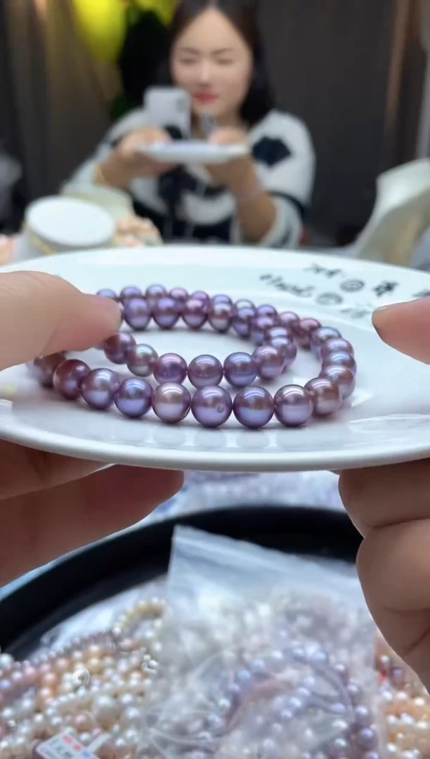 项链未镶嵌淡水珍珠590   妖紫8-9mm全珠项链（多样性发一）