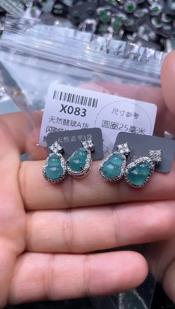 【闪购商品】翡翠颈饰未镶嵌X083耳钉 多样性发其一