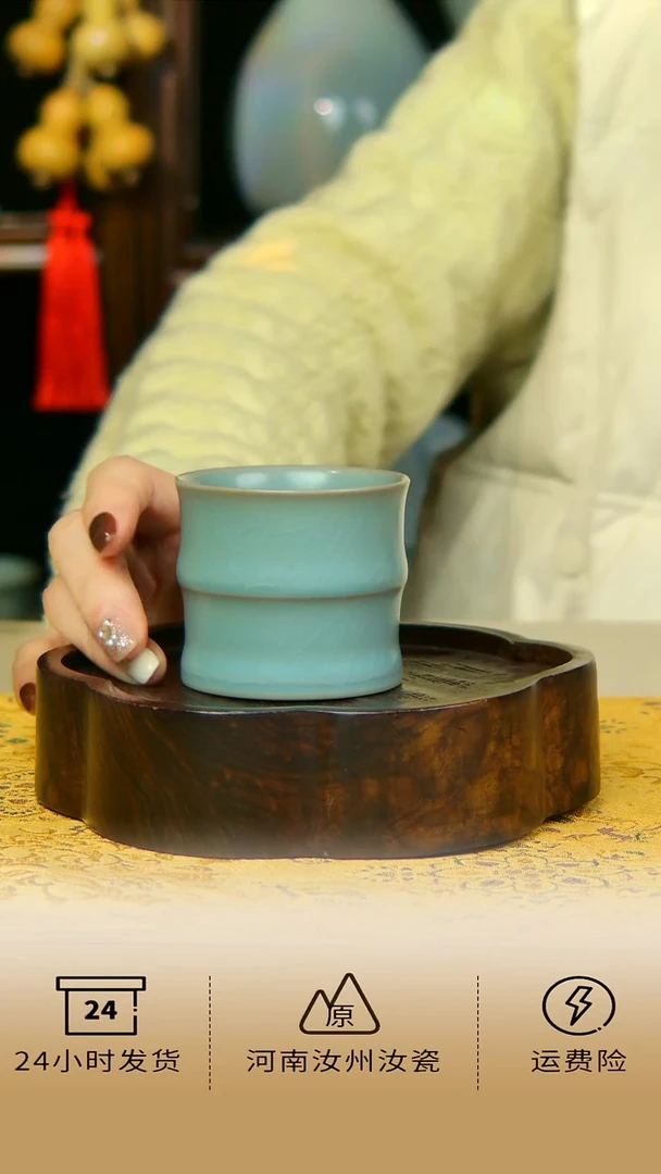 全手工仿古釉竹节杯