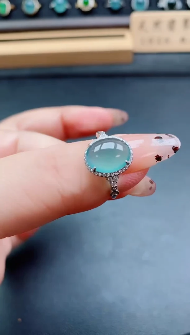 银S925镶嵌戒指翡翠1