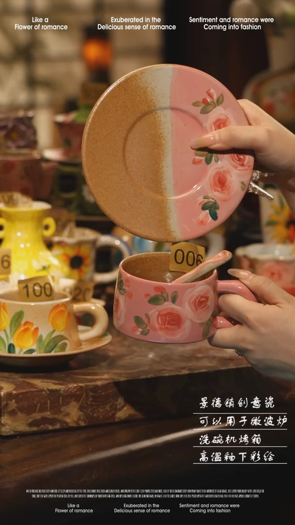 陶瓷006景德镇高温手绘釉下彩设计师款式