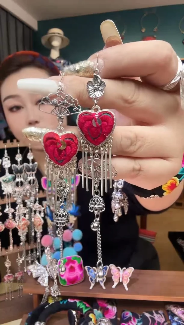 刺绣纯手工民族风刺绣耳环