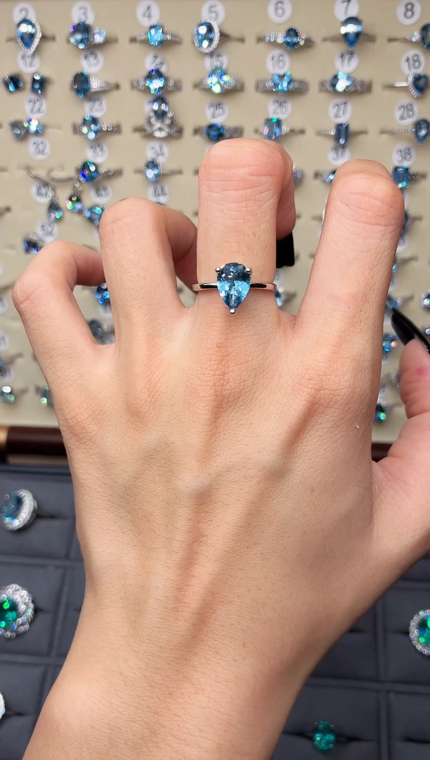 无925银无品牌 925银 轻奢女神款魔鬼蓝色系