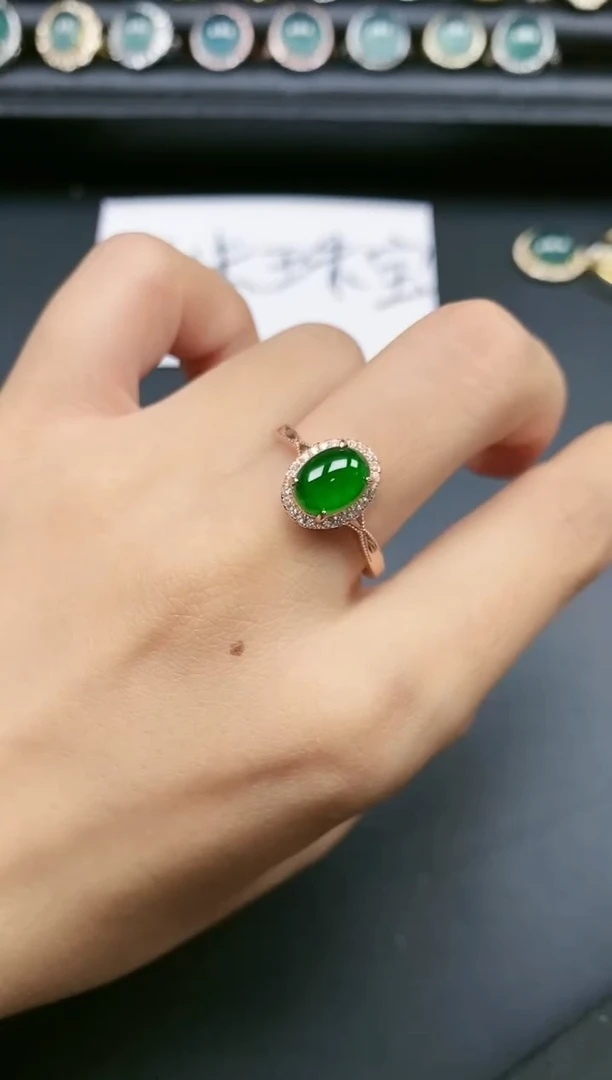 翡翠戒指银S925镶嵌111111