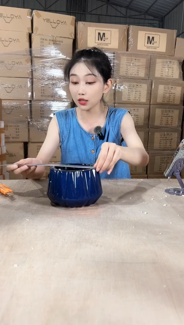 南瓜蓝花釉小号15x11