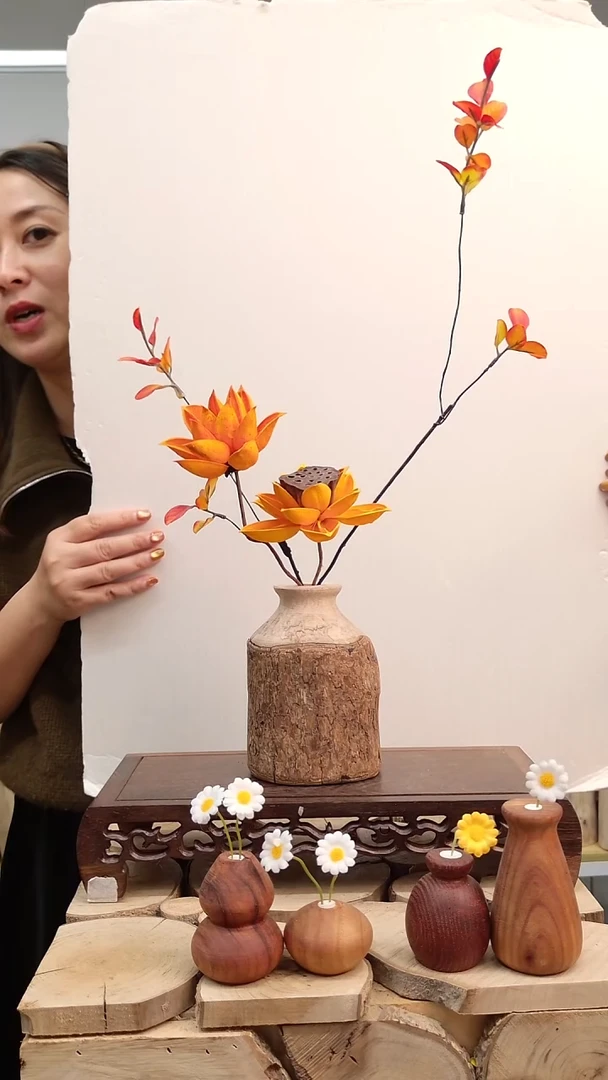 木实木花瓶自然开裂纹直播间发一个