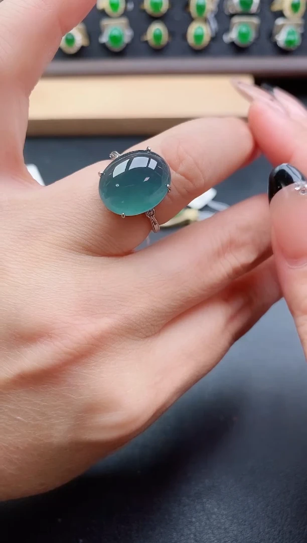 银S925镶嵌戒指翡翠1