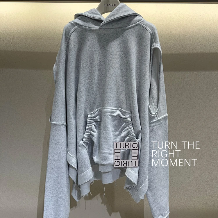 TURIGHT买手店25SS现货 asparagus设计师品牌 肩部孔不对称连帽衫