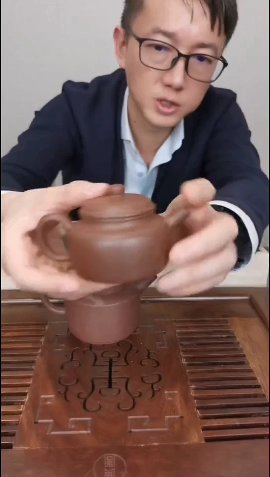 茶壶紫砂澄心窑制 台西黑紫泥小德钟 送福利紫砂杯