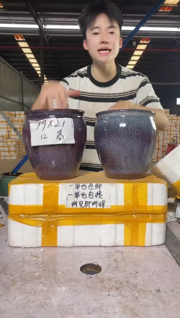 紫砂花盆宜兴紫砂粗陶花盆19*22