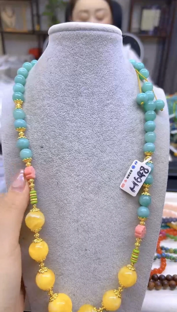 未镶嵌毛衣链蜜蜡DIY款M648