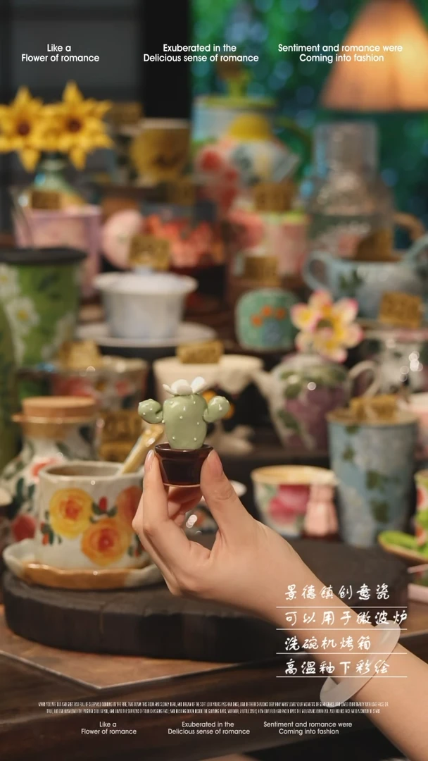 陶瓷随机景德镇高温釉下彩手工手绘款式