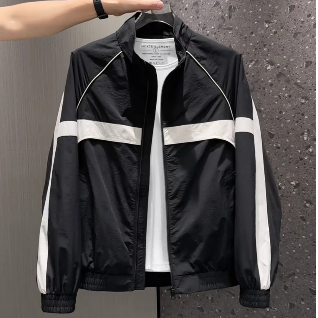 2025春季男士立领夹克时尚百搭轻薄防晒外套潮流薄款美式夹克外套