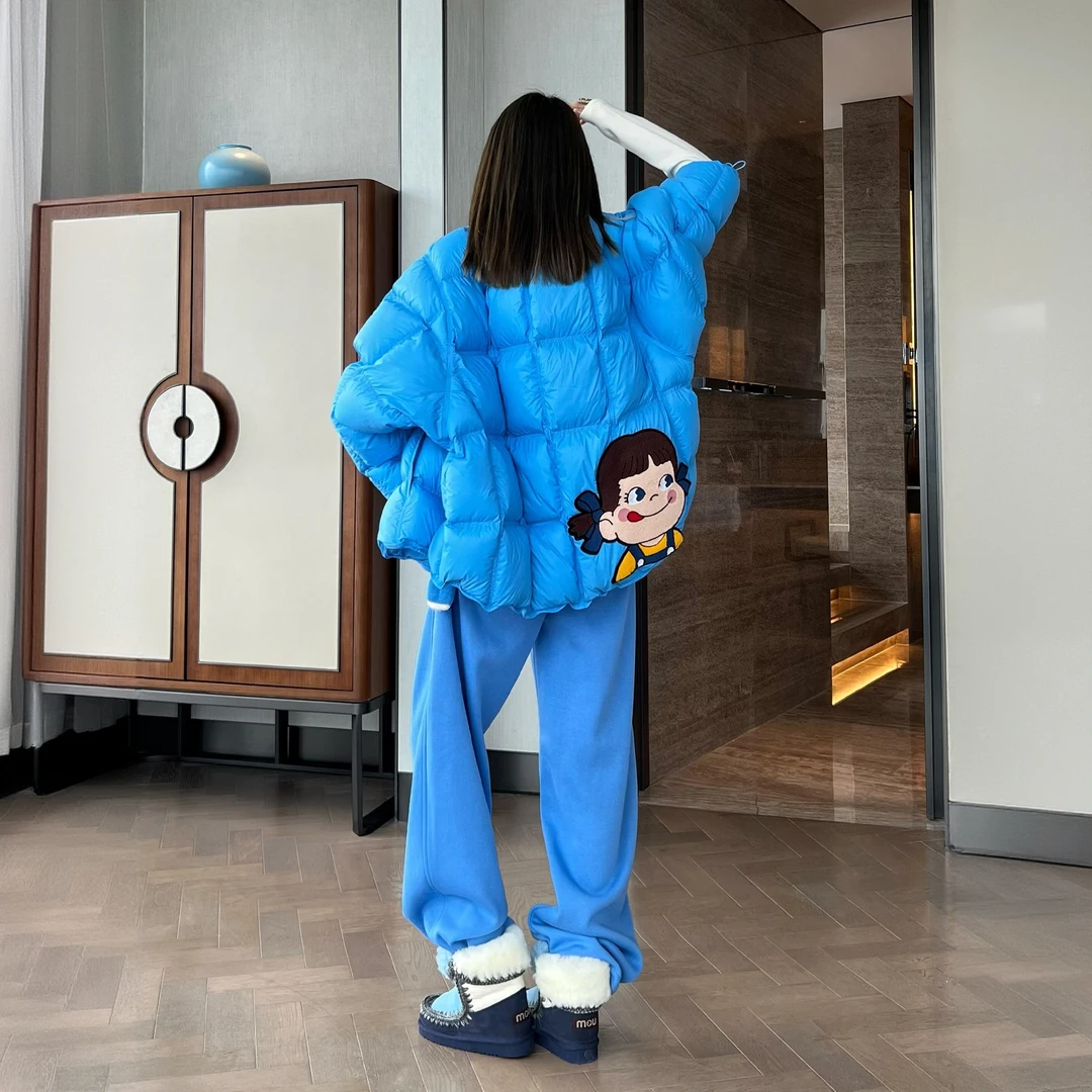 高级感韩系小香风时尚套装女冬季新款运动风蓝色外套长裤两件套潮