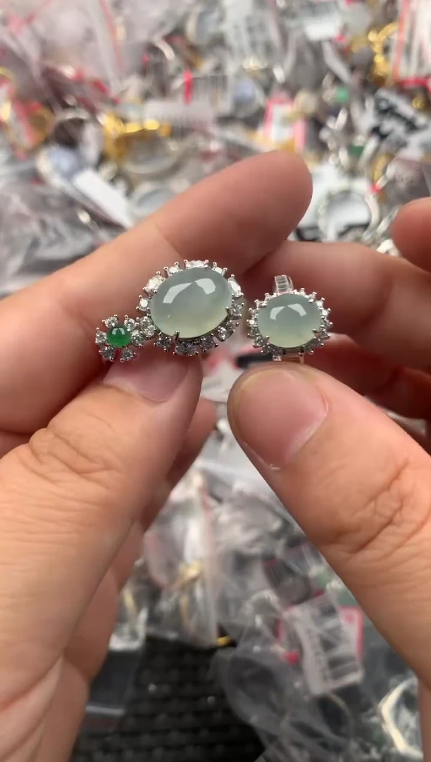 银S925镶嵌戒指翡翠55555  7