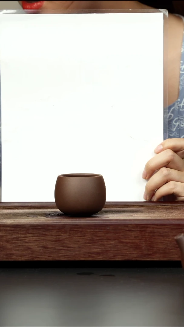 紫砂茶杯紫泥不倒翁