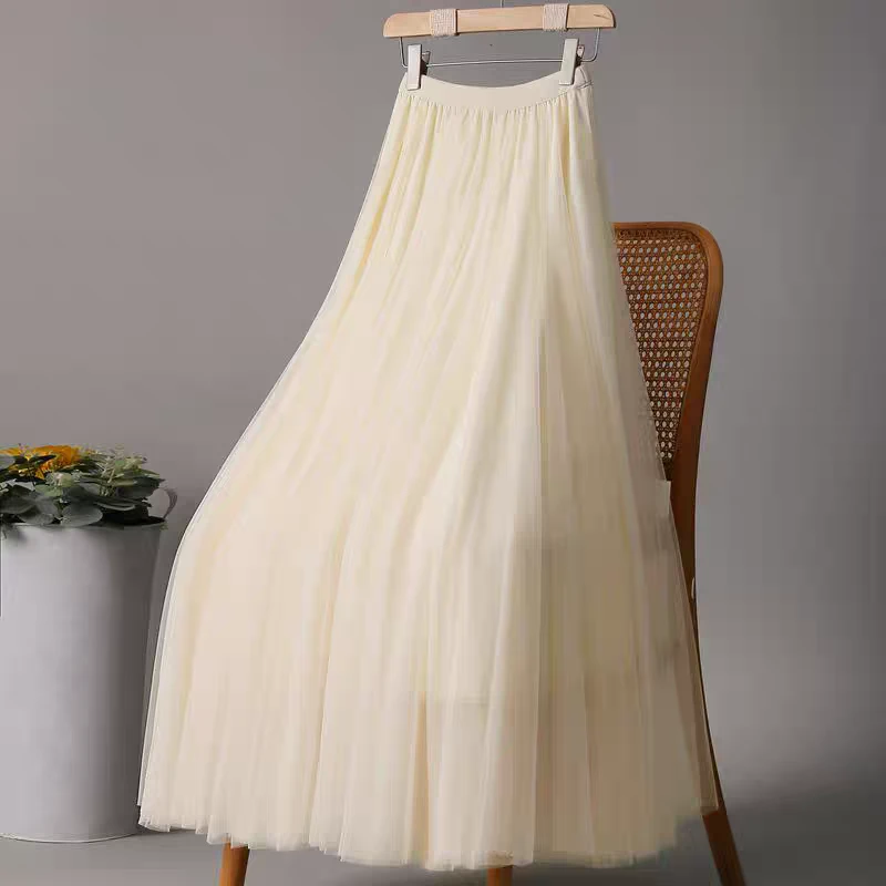 网纱半身裙广场舞纱裙720度大摆舞蹈裙高腰跳舞演出长裙A字纱裙子