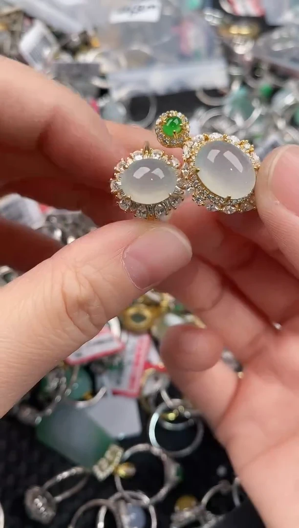 银S925镶嵌戒指翡翠444              5