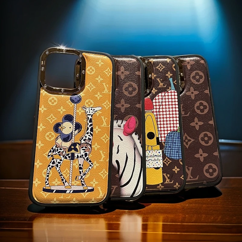 【高定皮质老花-金属侧边壳】适用iPhone16promax15/14/13/12手机壳