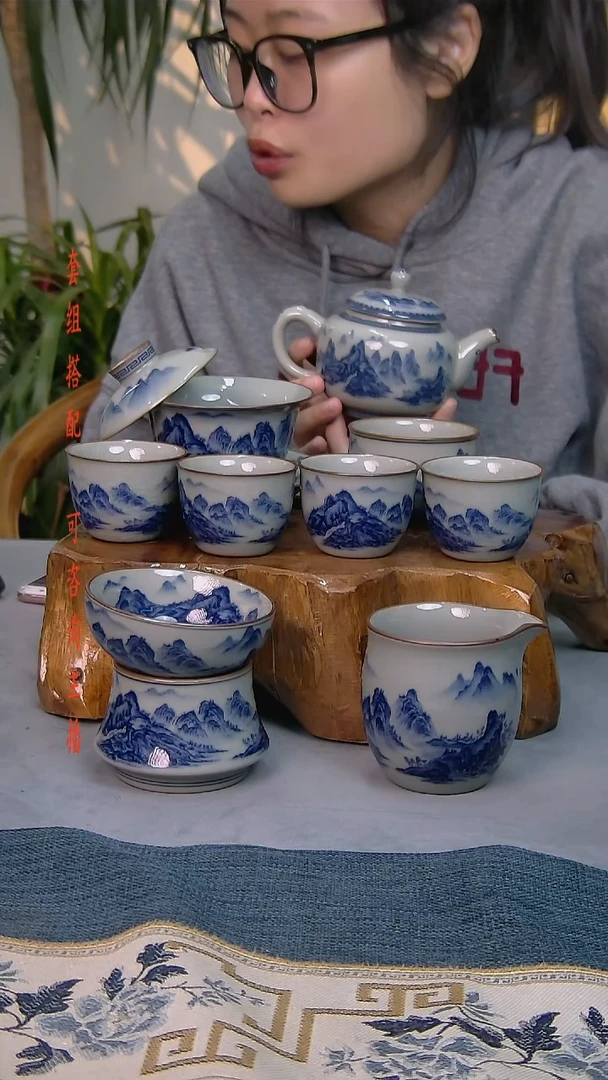 简装家用款9件套 老陶泥开片纹陶瓷茶具