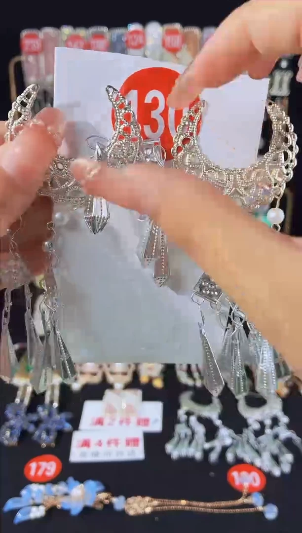 仿水晶铜合金130原创手工发夹一对