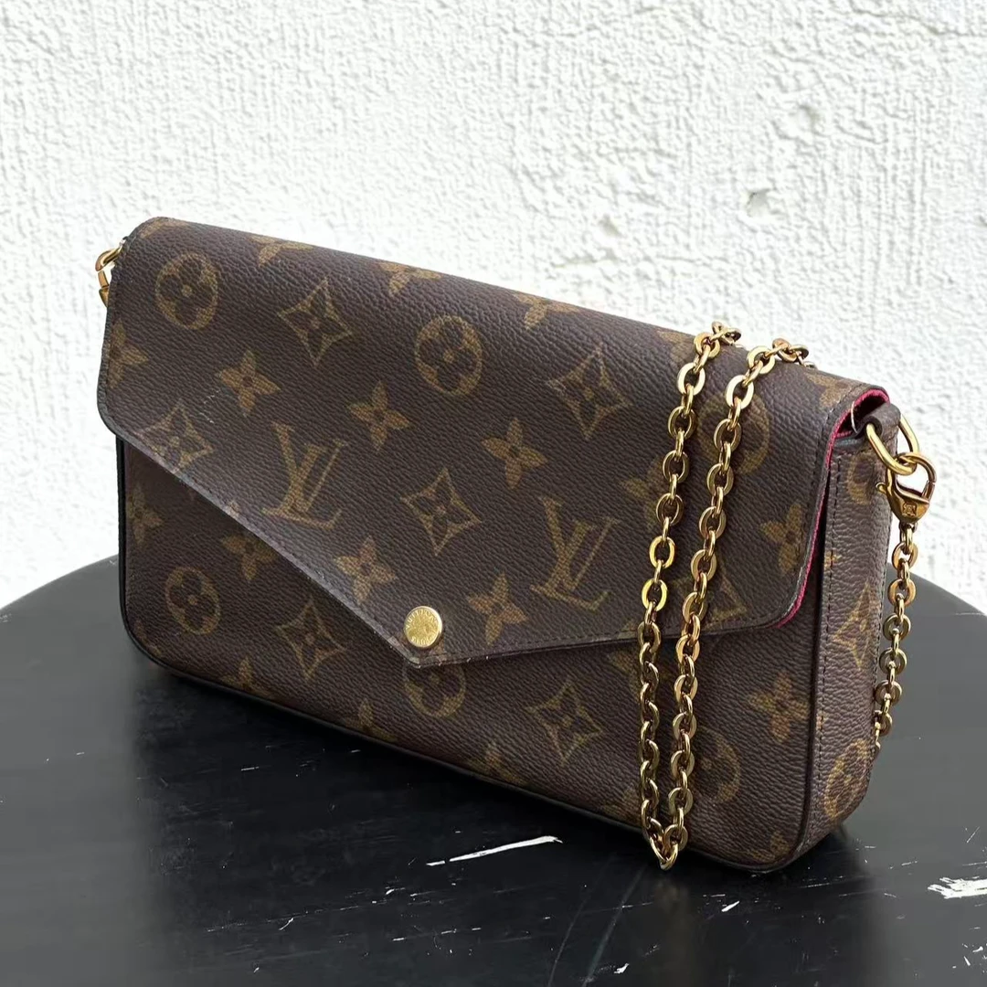 99新 LouisVuitton/路易威登 老花三合一斜挎链条包
