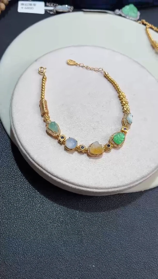 吊坠(不含链)银S925镶嵌翡翠手链