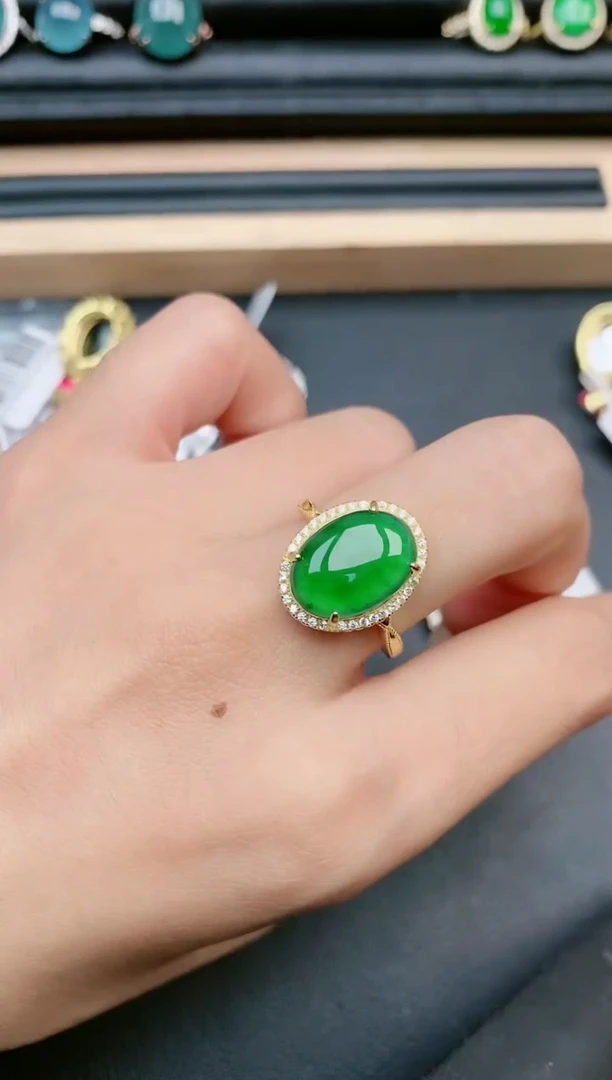 翡翠戒指银S925镶嵌1111111