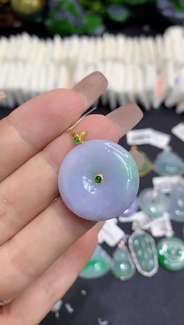 翡翠18K金镶嵌吊坠(不含链)11111