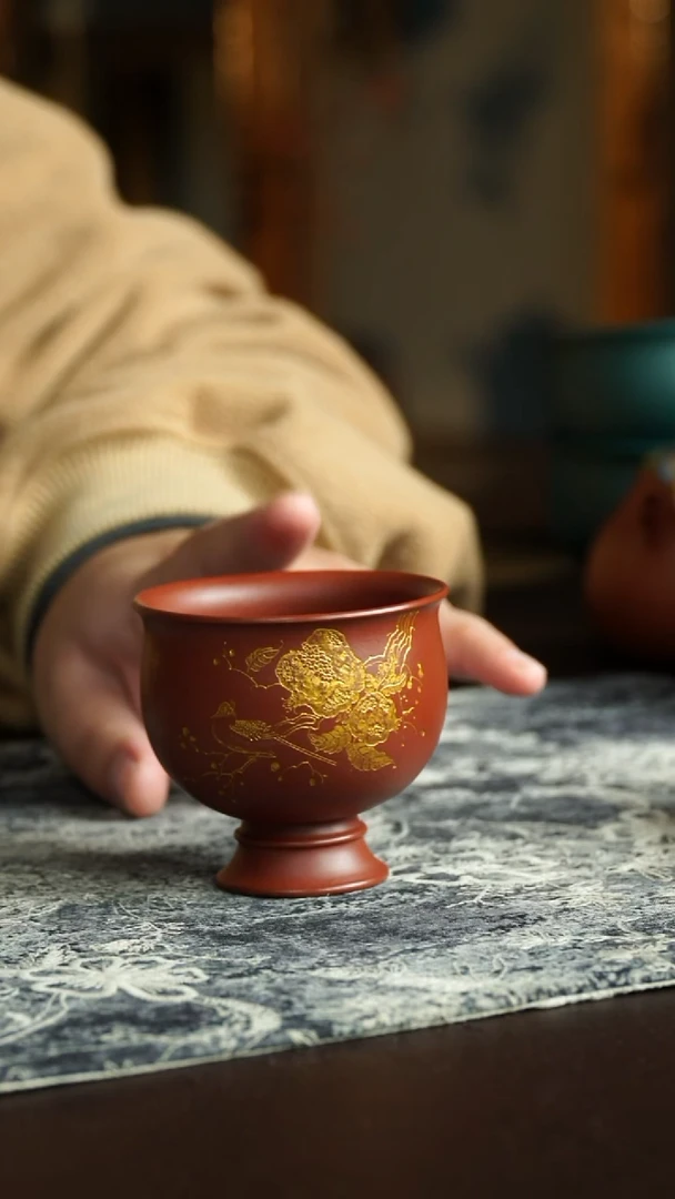 茶杯紫砂69号 朱泥手刻系列特惠 宜兴紫砂原矿作品
